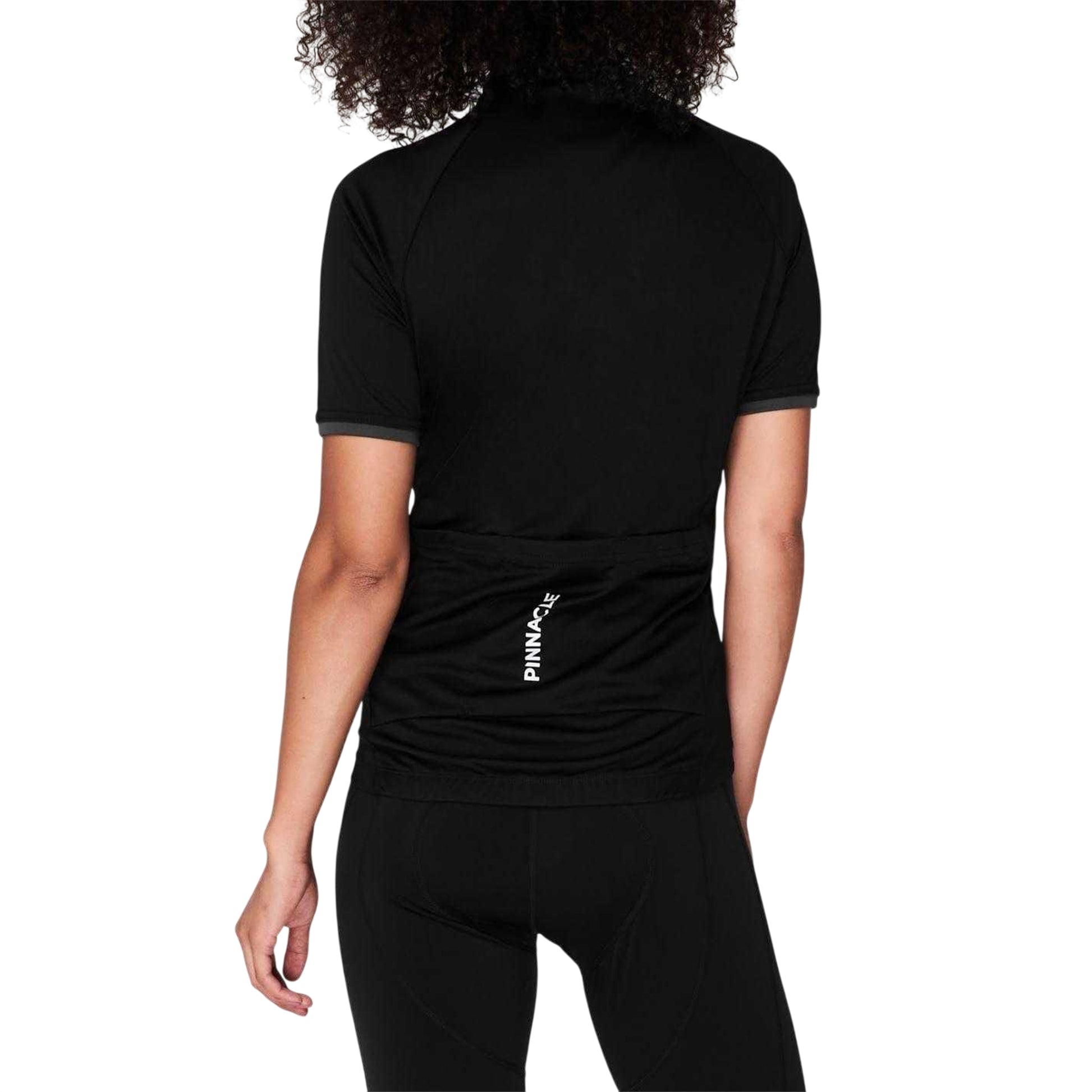 Black - Back - Pinnacle Womens-Ladies Half Zip Short-Sleeved Cycling Jersey