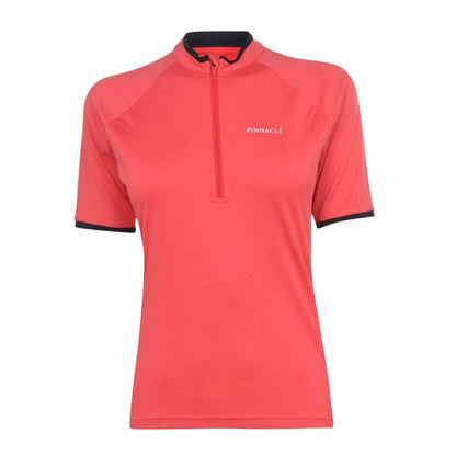 Coral - Front - Pinnacle Womens-Ladies Half Zip Short-Sleeved Cycling Jersey