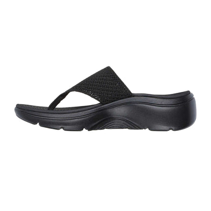 Black - Back - Skechers Womens-Ladies Go Walk Arch Fit 2.0 Knitted Flat Sandals