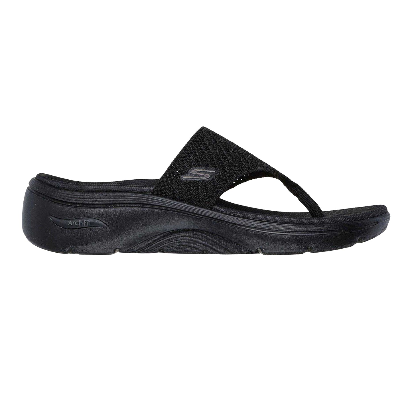 Black - Front - Skechers Womens-Ladies Go Walk Arch Fit 2.0 Knitted Flat Sandals