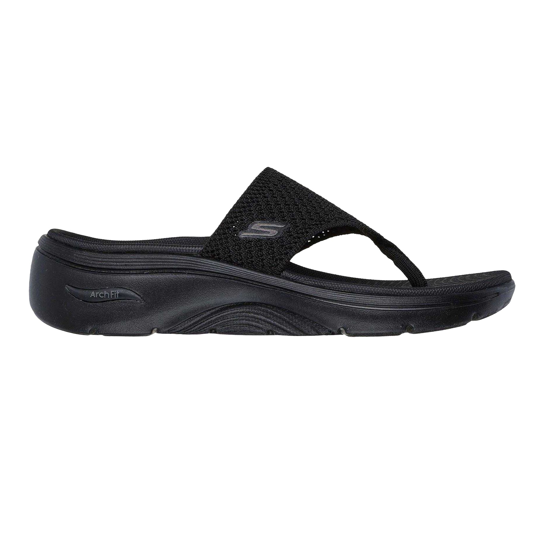 Black - Front - Skechers Womens-Ladies Go Walk Arch Fit 2.0 Knitted Flat Sandals