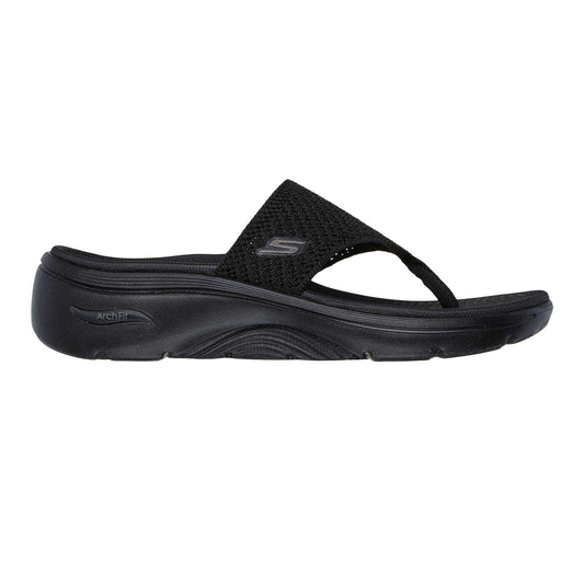 Black - Front - Skechers Womens-Ladies Go Walk Arch Fit 2.0 Knitted Flat Sandals