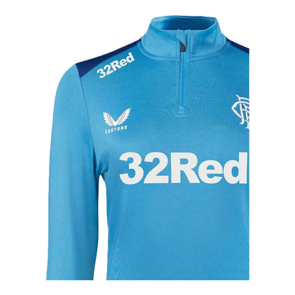 Blue-Deep Blue - Side - Castore Womens-Ladies Rangers FC Quarter Zip Fleece Top