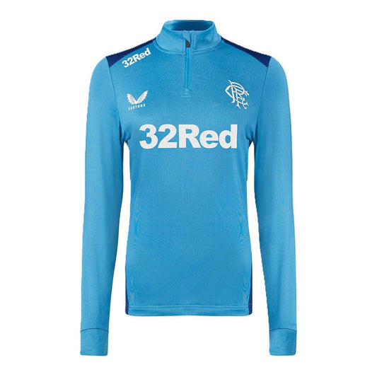 Blue-Deep Blue - Front - Castore Womens-Ladies Rangers FC Quarter Zip Fleece Top