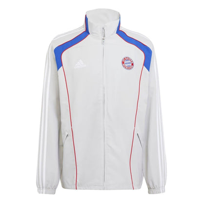 Light Grey - Front - FC Bayern Munich Mens Urban Purist Adidas Tracksuit Top