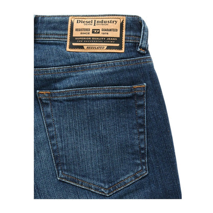 Blue Denim - Side - Diesel Childrens-Kids Cotton Blend 5 Pockets Straight Jeans