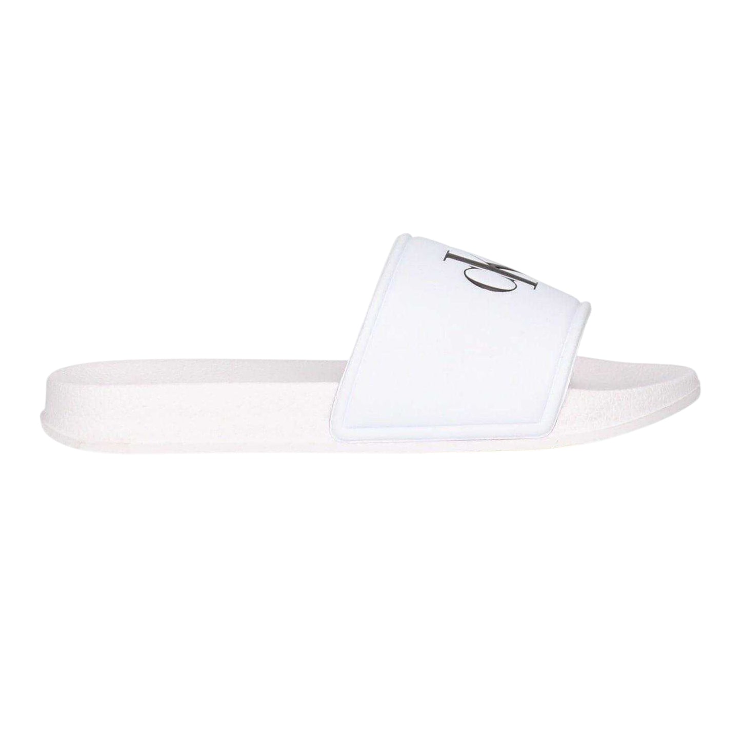 White - Front - Calvin Klein Childrens-Kids Leather Open Toe Flat Slides