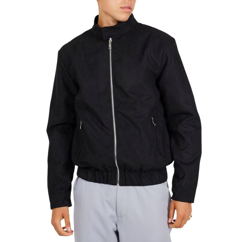 Black - Front - Brave Soul Mens Funnel Neck Bomber Jacket