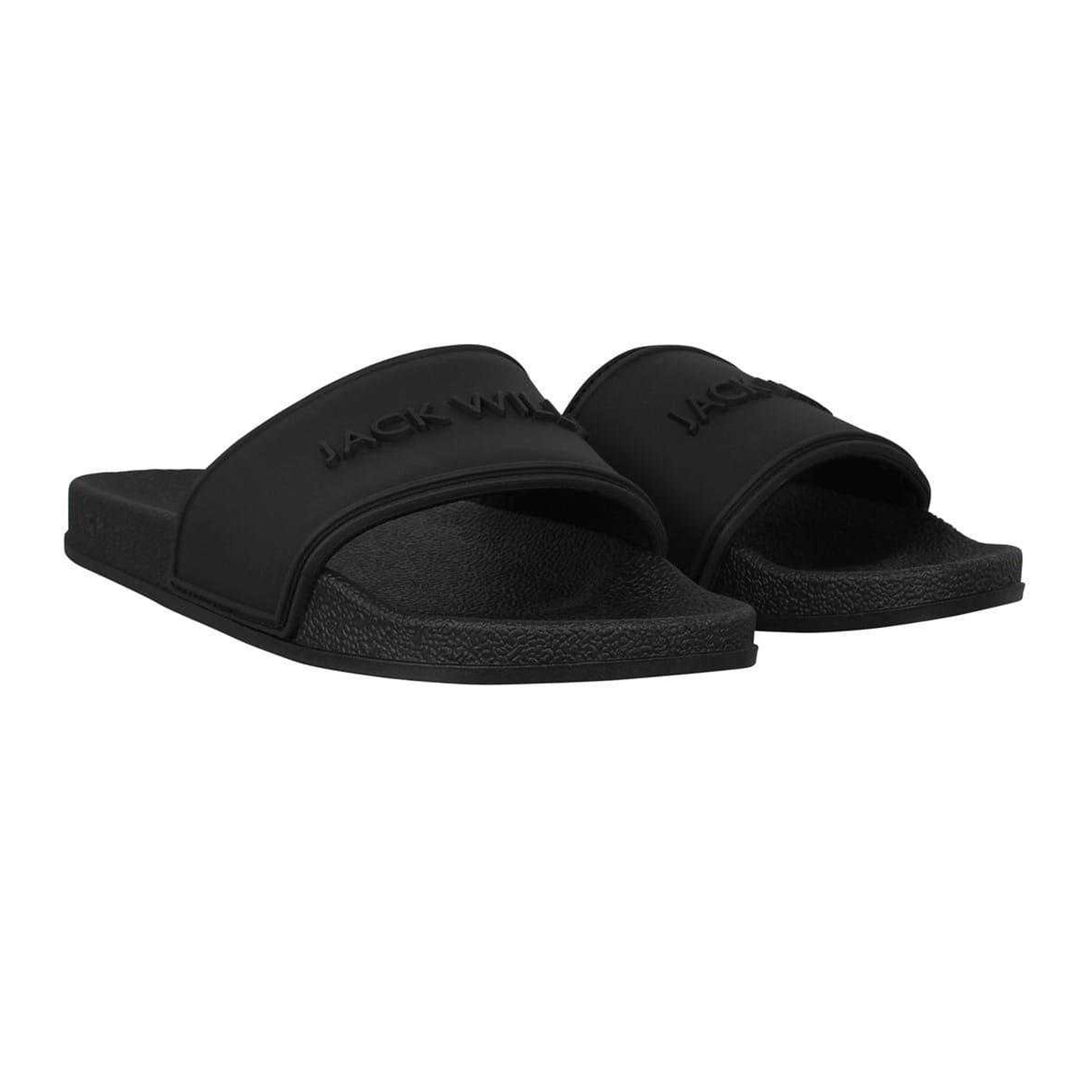 Black - Pack Shot - Jack Wills Mens Logo Sliders