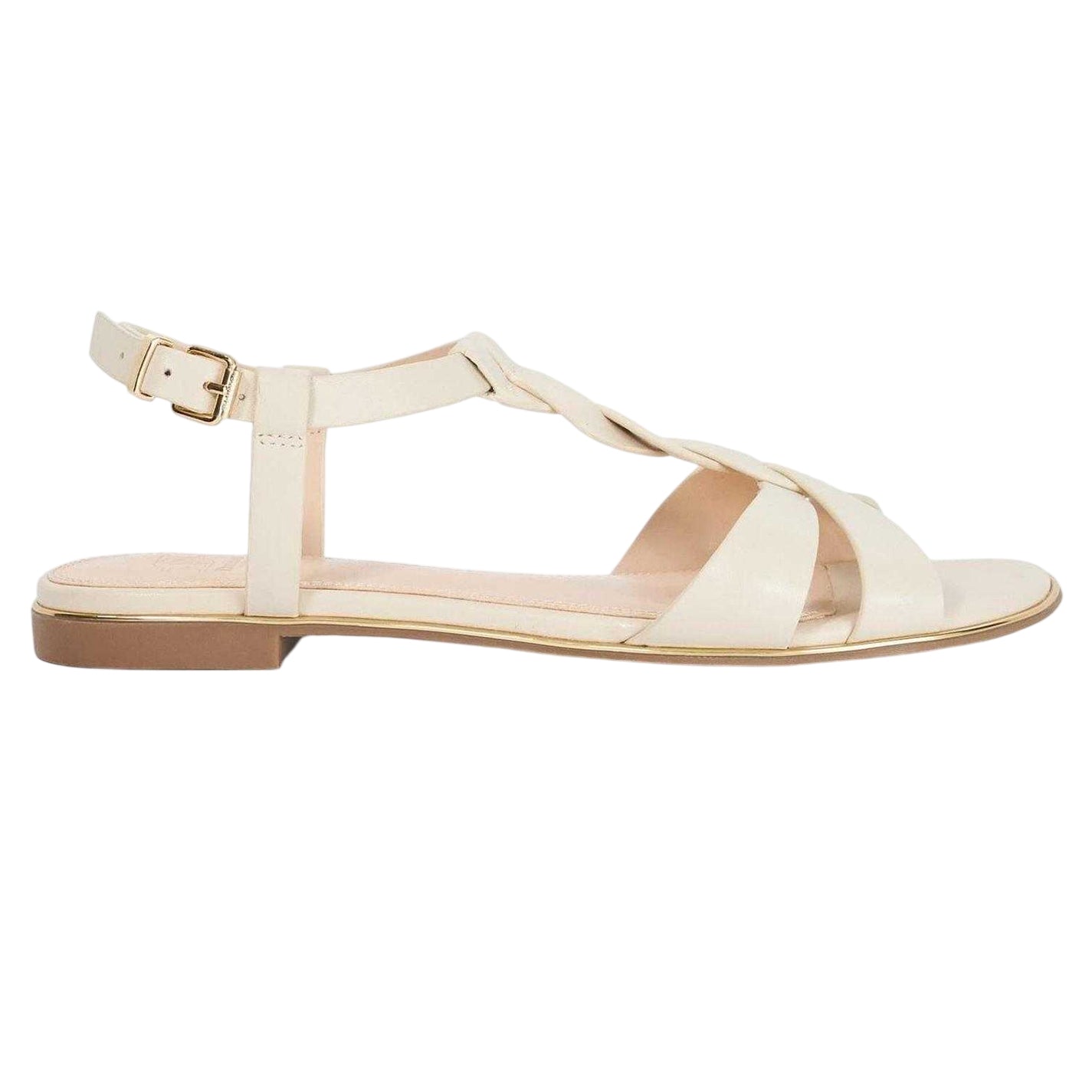 Ecru - Front - Dune London Womens-Ladies Lylar Minimalist Suede Flat Sandals
