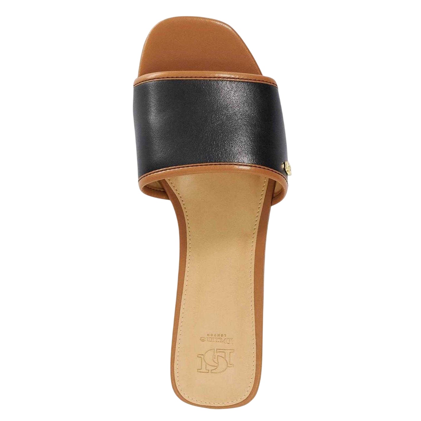 Black - Side - Dune London Womens-Ladies Laras Minimalist Leather Flat Sandals