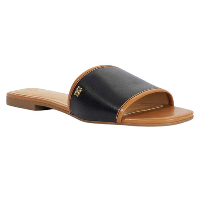 Black - Lifestyle - Dune London Womens-Ladies Laras Minimalist Leather Flat Sandals