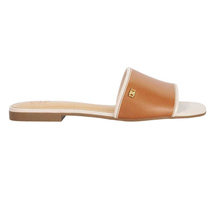 Tan - Front - Dune London Womens-Ladies Laras Minimalist Leather Flat Sandals