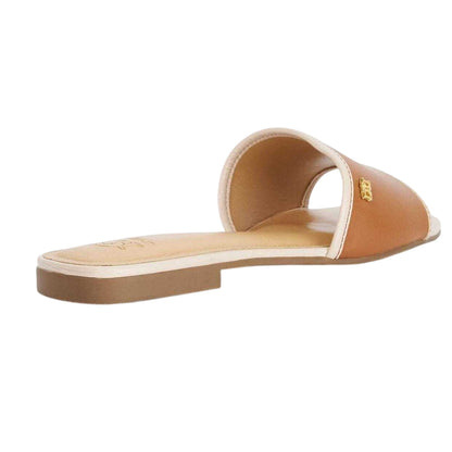 Tan - Back - Dune London Womens-Ladies Laras Minimalist Leather Flat Sandals