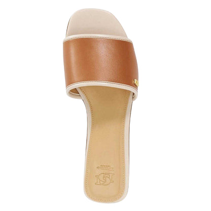 Tan - Side - Dune London Womens-Ladies Laras Minimalist Leather Flat Sandals