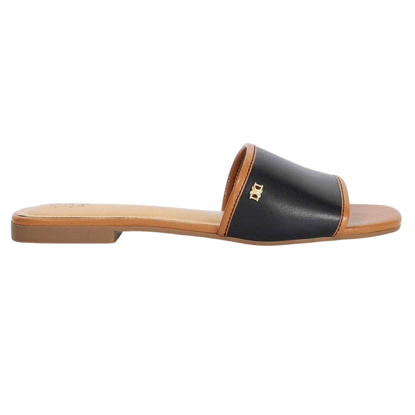 Black - Front - Dune London Womens-Ladies Laras Minimalist Leather Flat Sandals