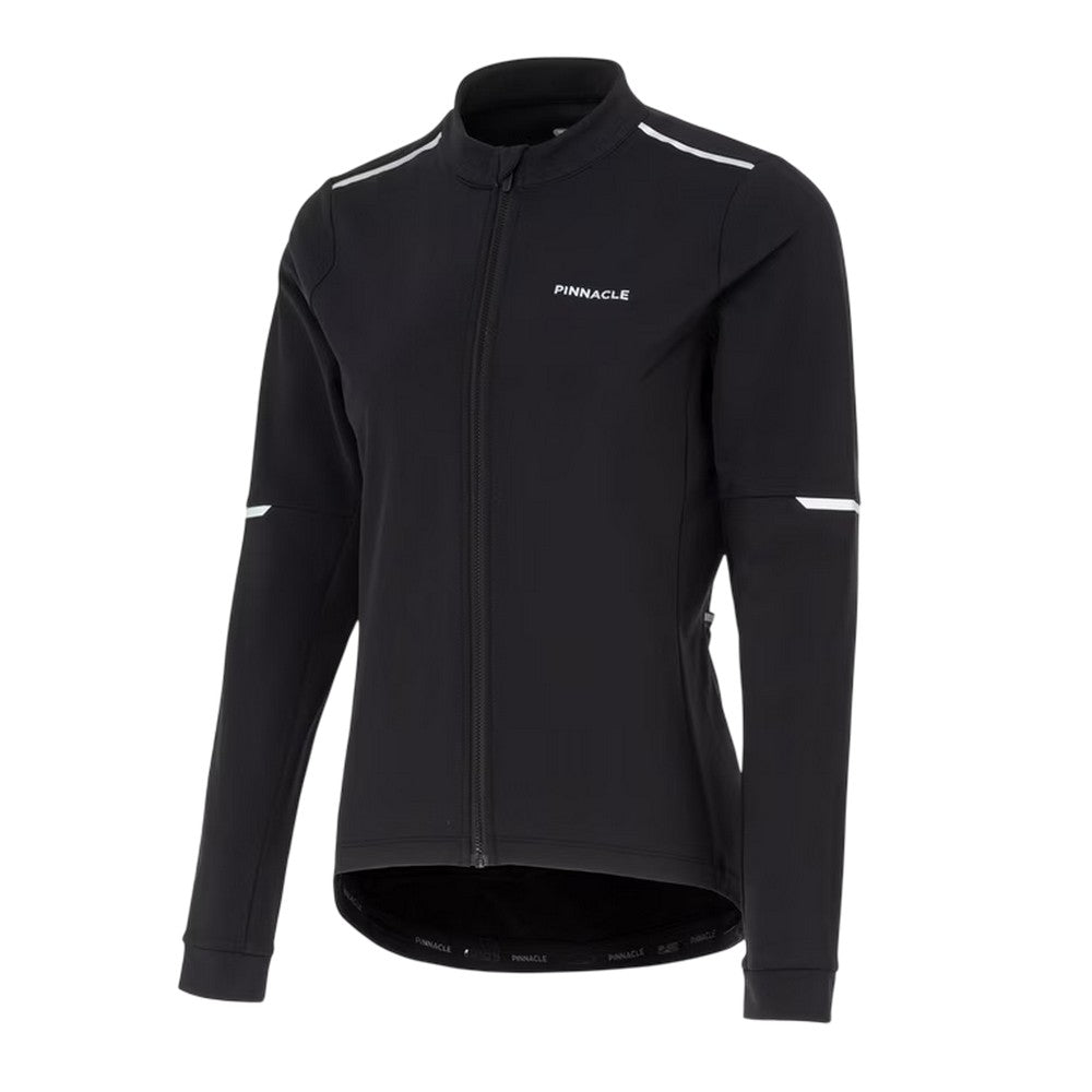 Black - Side - Pinnacle Womens-Ladies Thermal Long-Sleeved Cycling Jersey