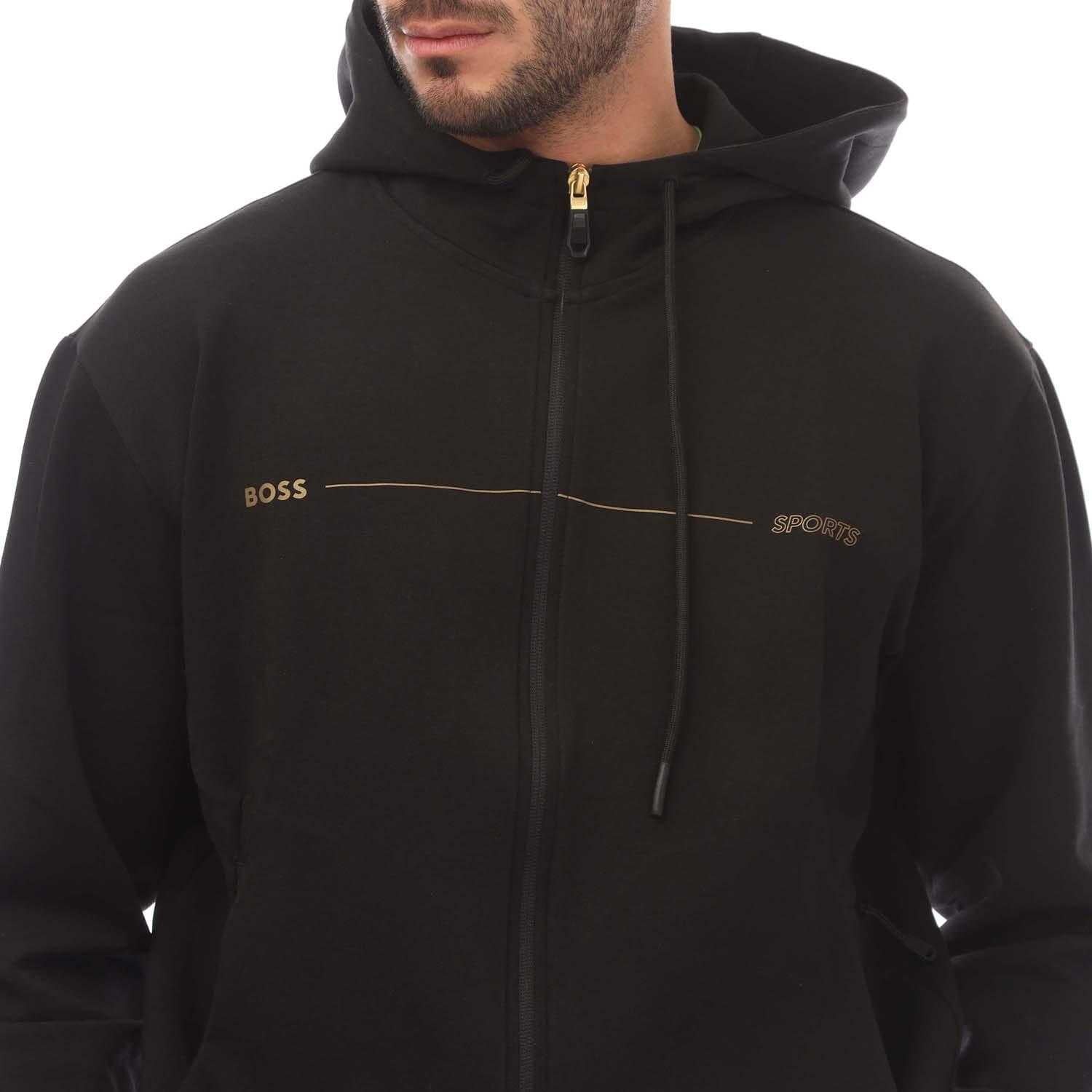 Black - Side - Boss Mens Artwork Full Zip Hoodie