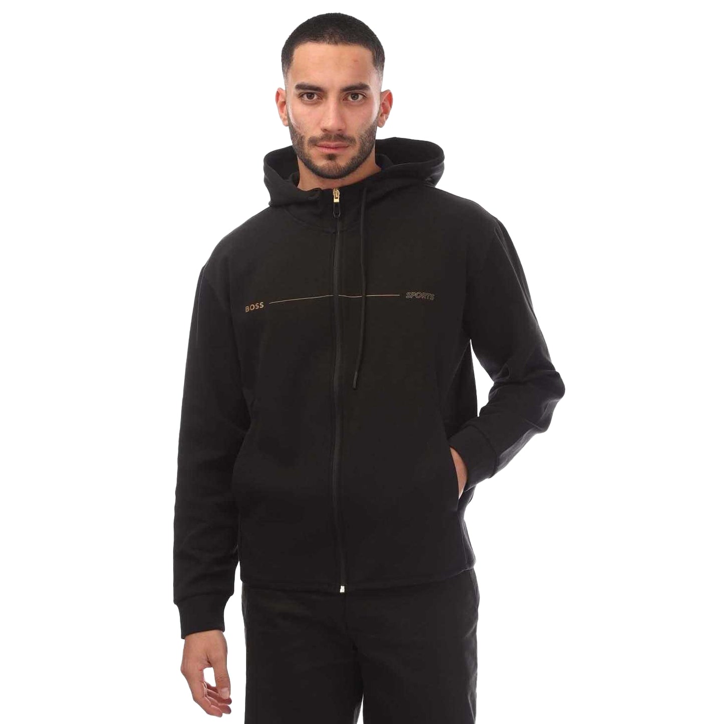 Black - Front - Boss Mens Artwork Full Zip Hoodie