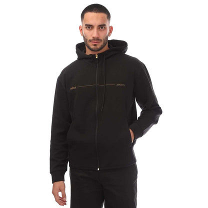 Black - Front - Boss Mens Artwork Full Zip Hoodie