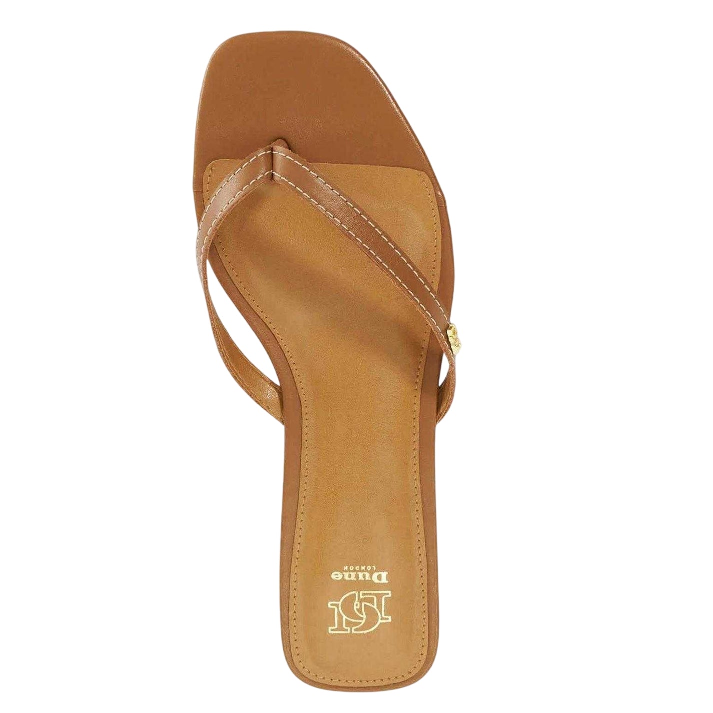 Tan - Side - Dune London Womens-Ladies Lasslie Leather Flat Flip Flops