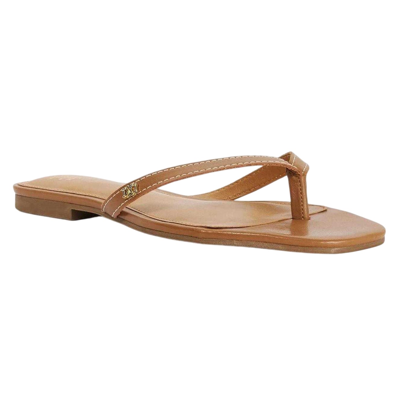 Tan - Lifestyle - Dune London Womens-Ladies Lasslie Leather Flat Flip Flops
