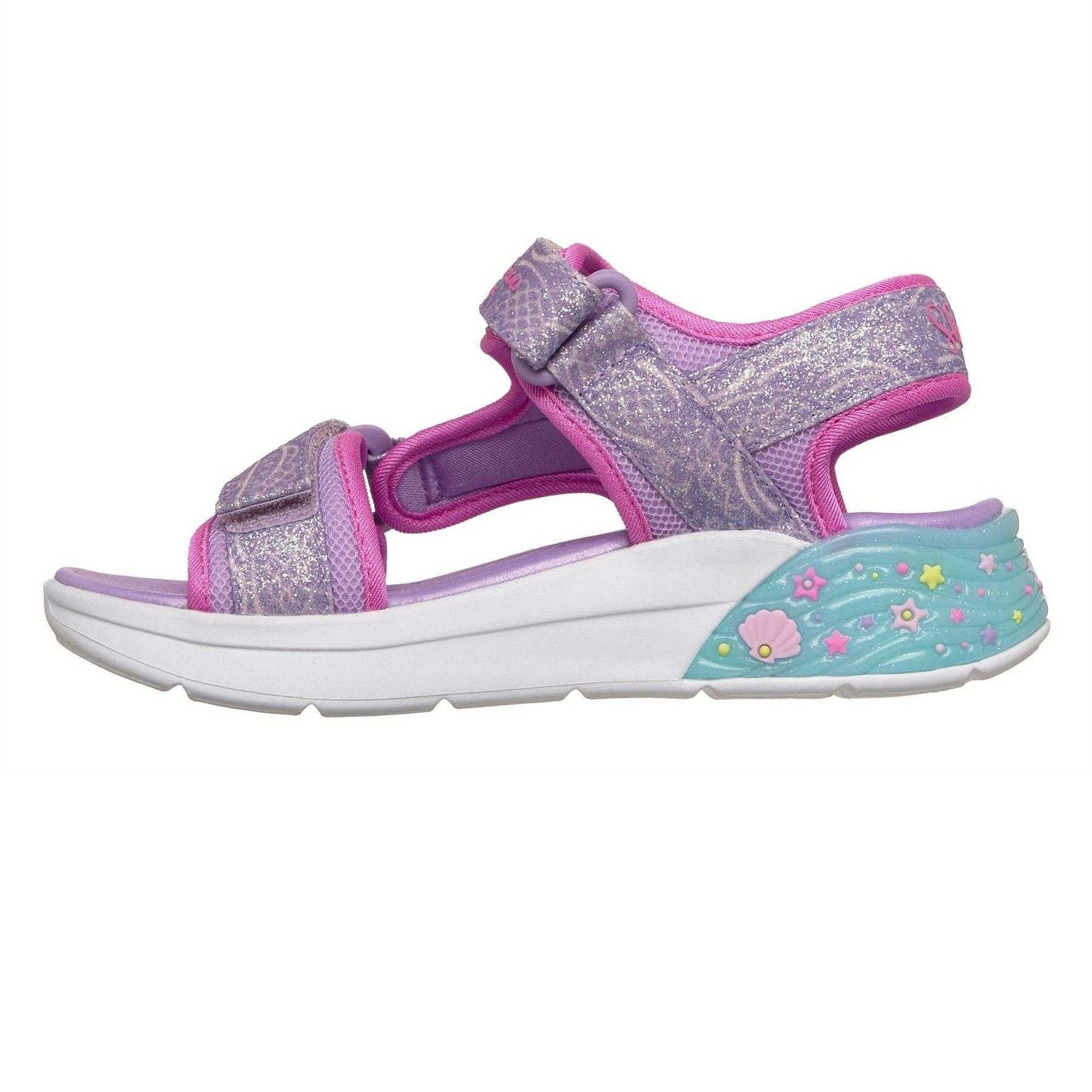 Lavender-Multicoloured - Side - Skechers Girls Flat Sandals