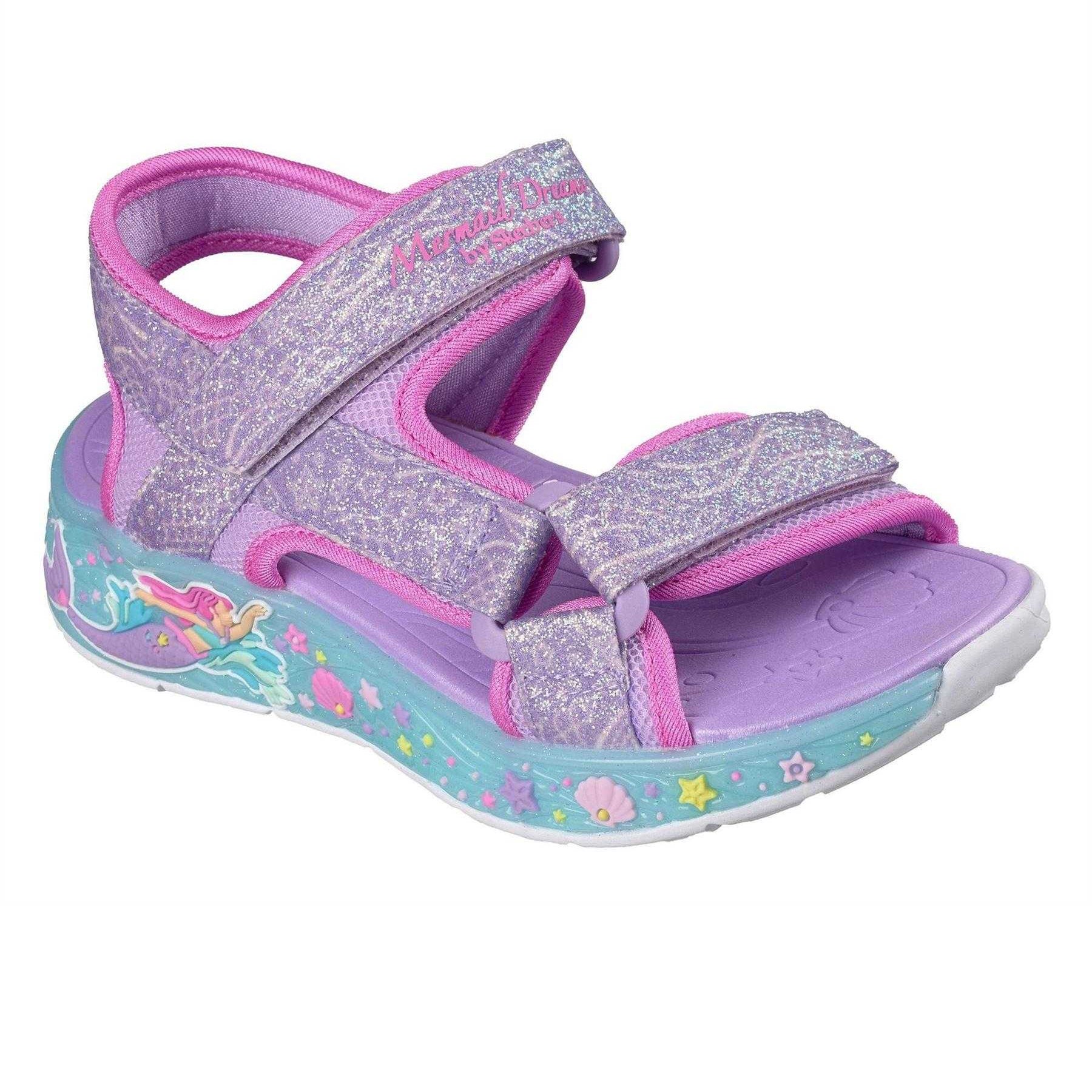 Lavender-Multicoloured - Pack Shot - Skechers Girls Flat Sandals