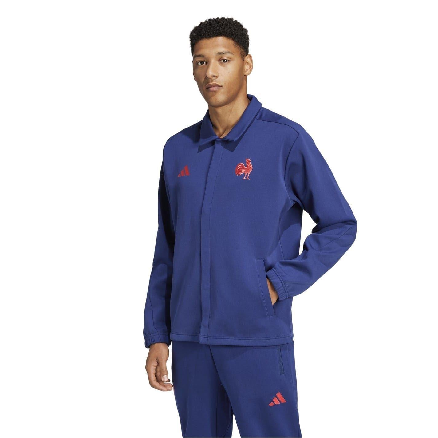 Dark Blue - Side - Adidas Mens 24-25 France FFR Track Jacket