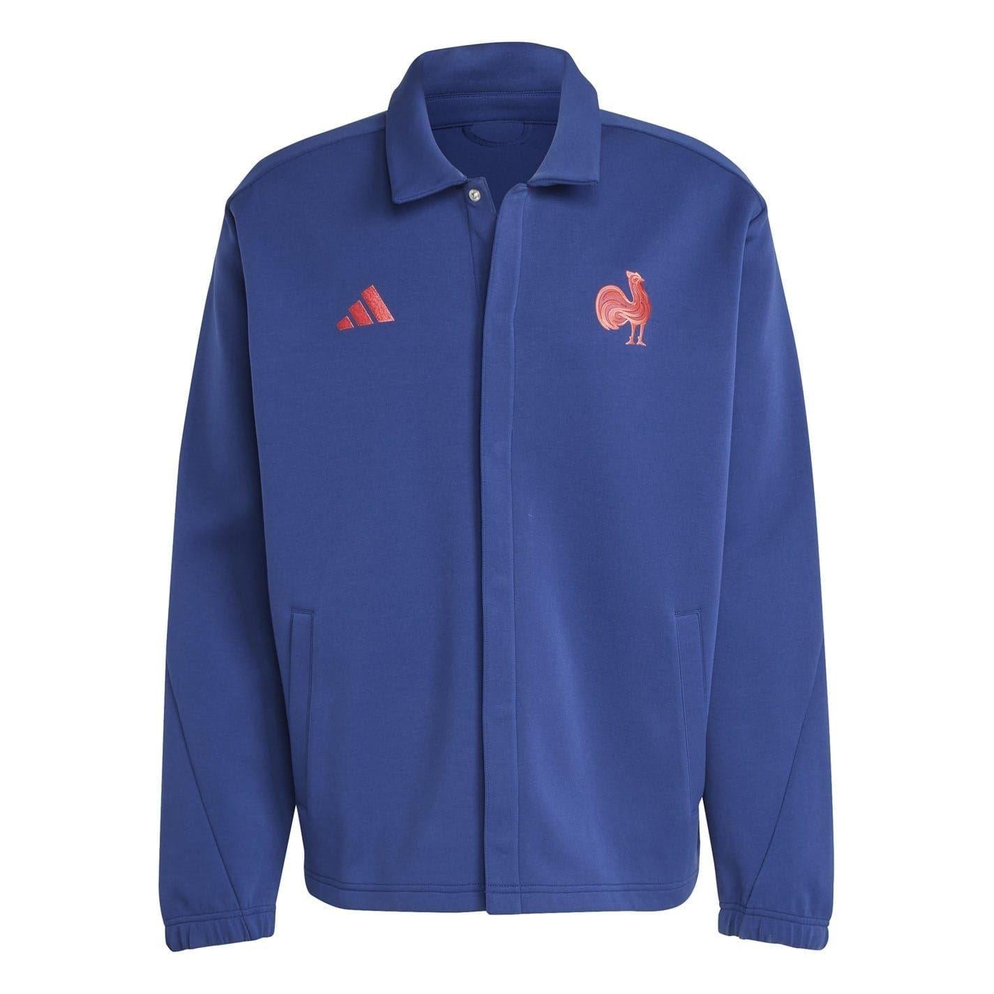 Dark Blue - Front - Adidas Mens 24-25 France FFR Track Jacket
