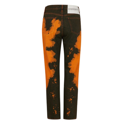 Orange-Black - Back - Calvin Klein Womens-Ladies Denim Paint Splatter Jeans