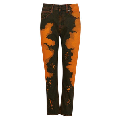 Orange-Black - Front - Calvin Klein Womens-Ladies Denim Paint Splatter Jeans