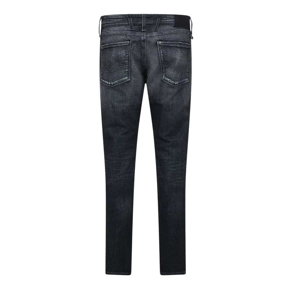 Grey - Back - Replay Mens Anbass Cotton Distressed Slim Jeans
