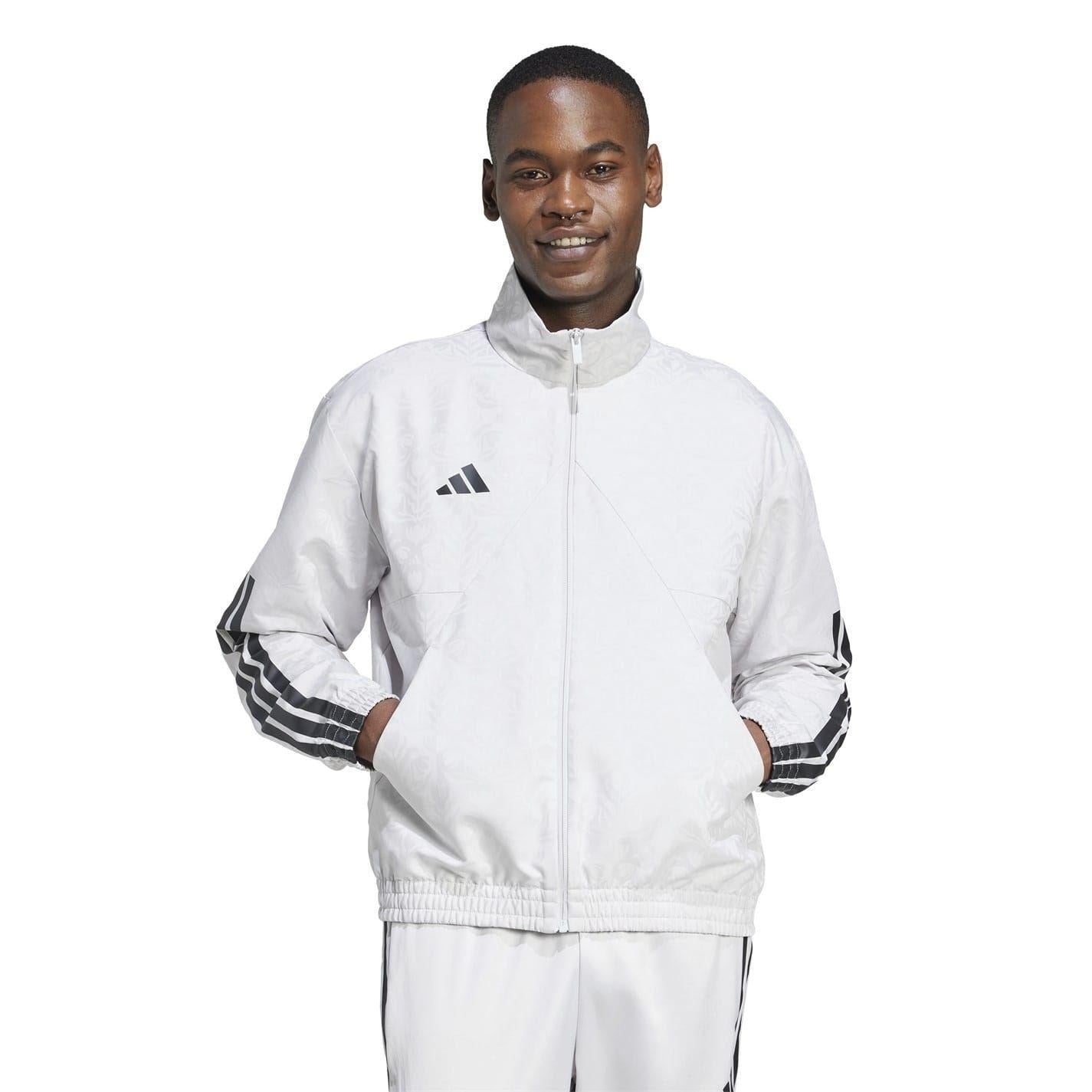 Grey-Black - Side - Adidas Mens Common Goal 3 Stripes Track Top