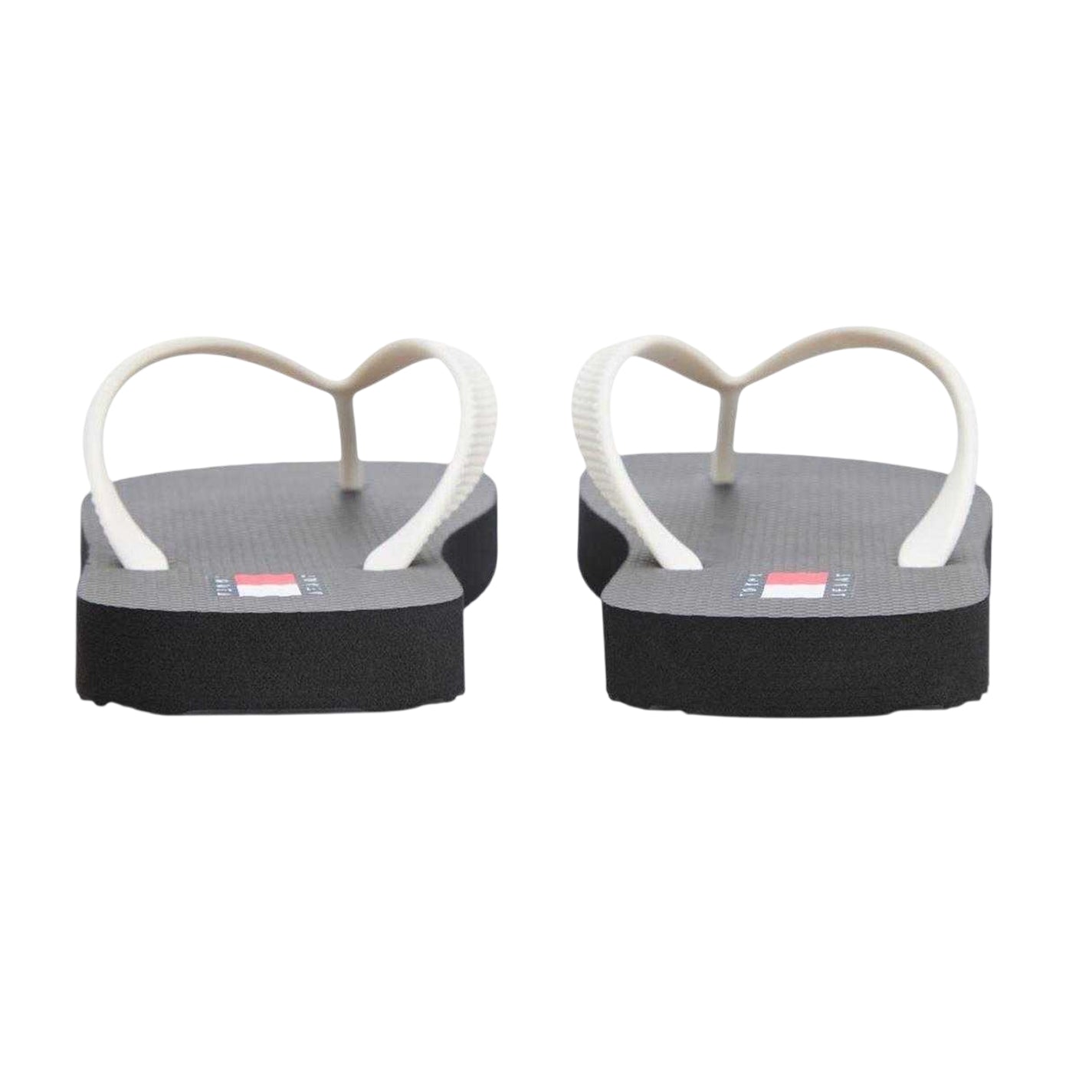 Black-Ecru - Back - Tommy Jeans Womens-Ladies Logo Flip Flops