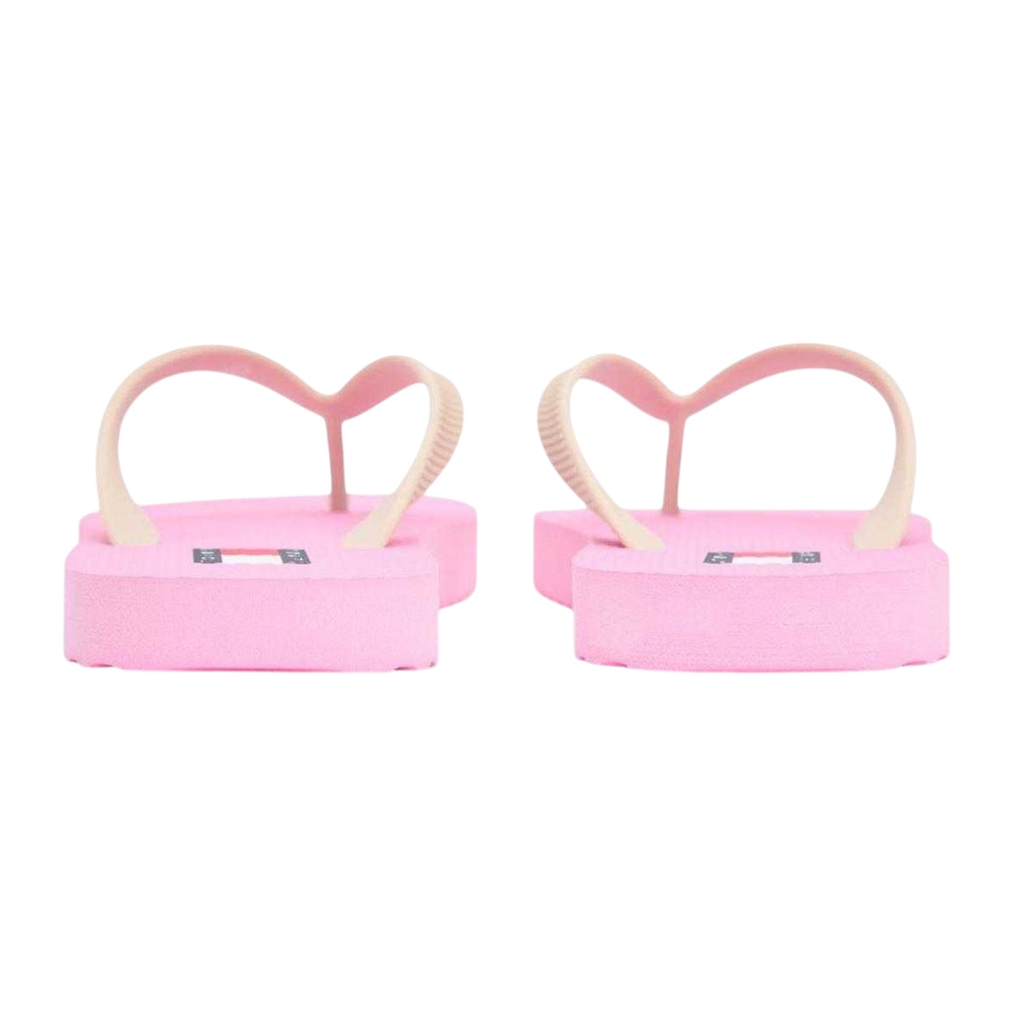 Pink - Back - Tommy Jeans Womens-Ladies Logo Flip Flops