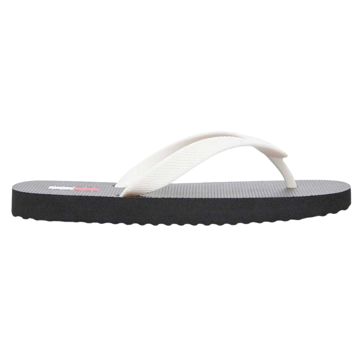 Black-Ecru - Front - Tommy Jeans Womens-Ladies Logo Flip Flops