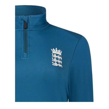 Peacoat - Side - Castore Womens-Ladies England Cricket Quarter Zip Relaxed Fit Training Fleece Top
