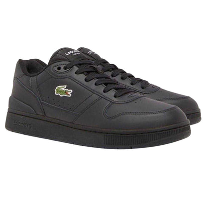 Black - Lifestyle - Lacoste Mens T-Clip Leather Flat Trainers