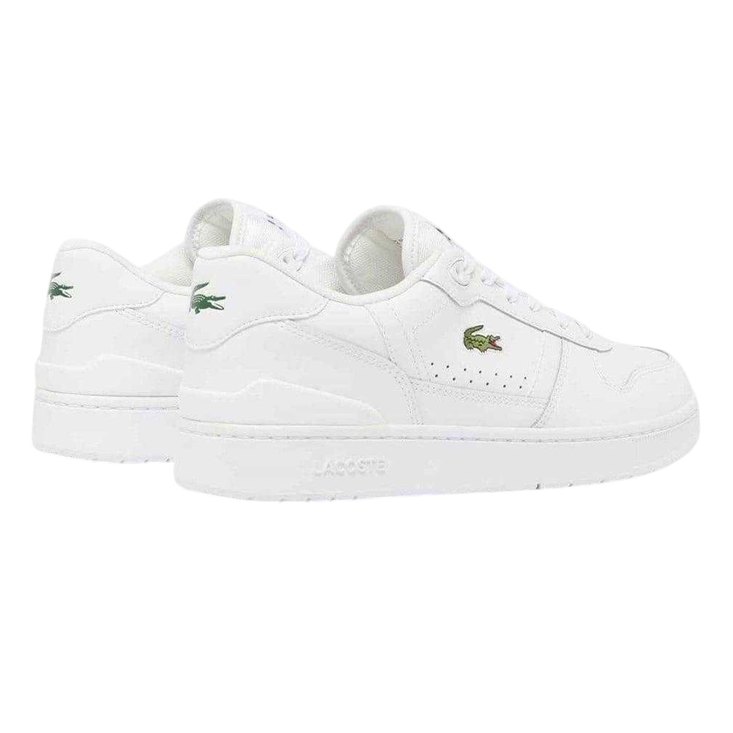 White - Lifestyle - Lacoste Mens T-Clip Leather Flat Trainers