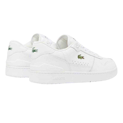 White - Lifestyle - Lacoste Mens T-Clip Leather Flat Trainers