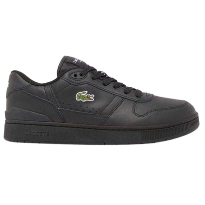 Black - Front - Lacoste Mens T-Clip Leather Flat Trainers
