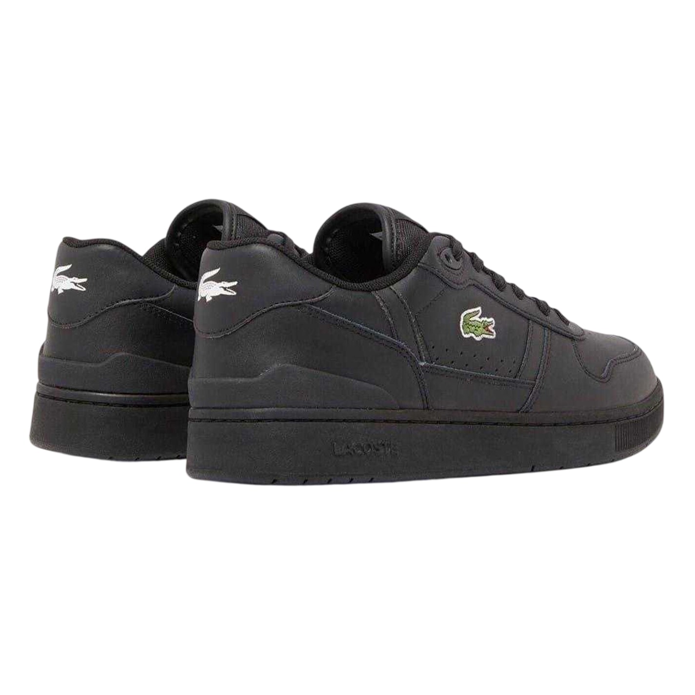 Black - Back - Lacoste Mens T-Clip Leather Flat Trainers