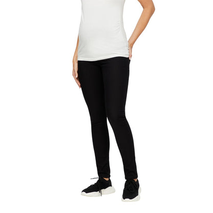 Black - Side - Mamalicious Womens-Ladies Denim Maternity Jeans