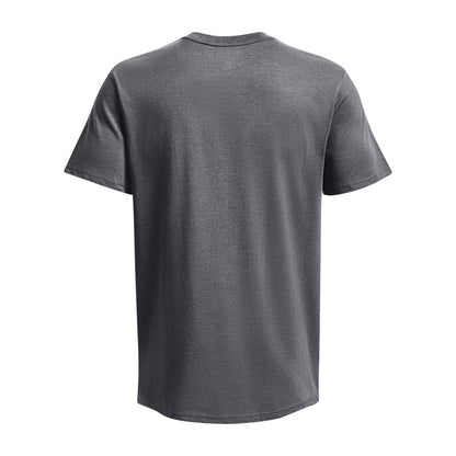 Grey - Back - Under Armour Mens Embroidered Logo Heavyweight T-Shirt