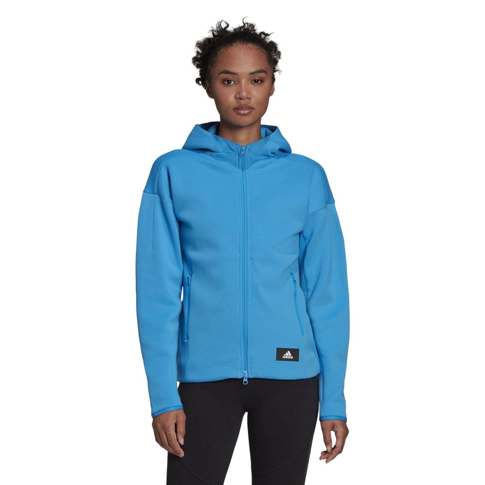 Blue - Side - Adidas Womens-Ladies Mission Victory Regular Track Jacket