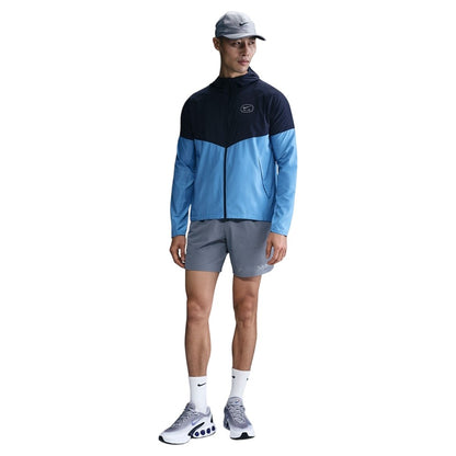 Blue-Obsidian Blue - Side - Nike Mens Air Run Colour Block Hooded Jacket