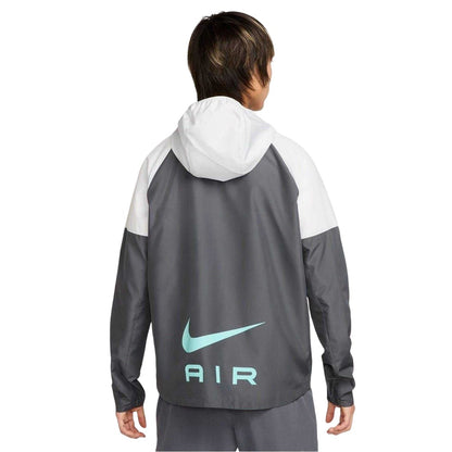 Light Grey-Grey - Back - Nike Mens Air Run Colour Block Hooded Jacket