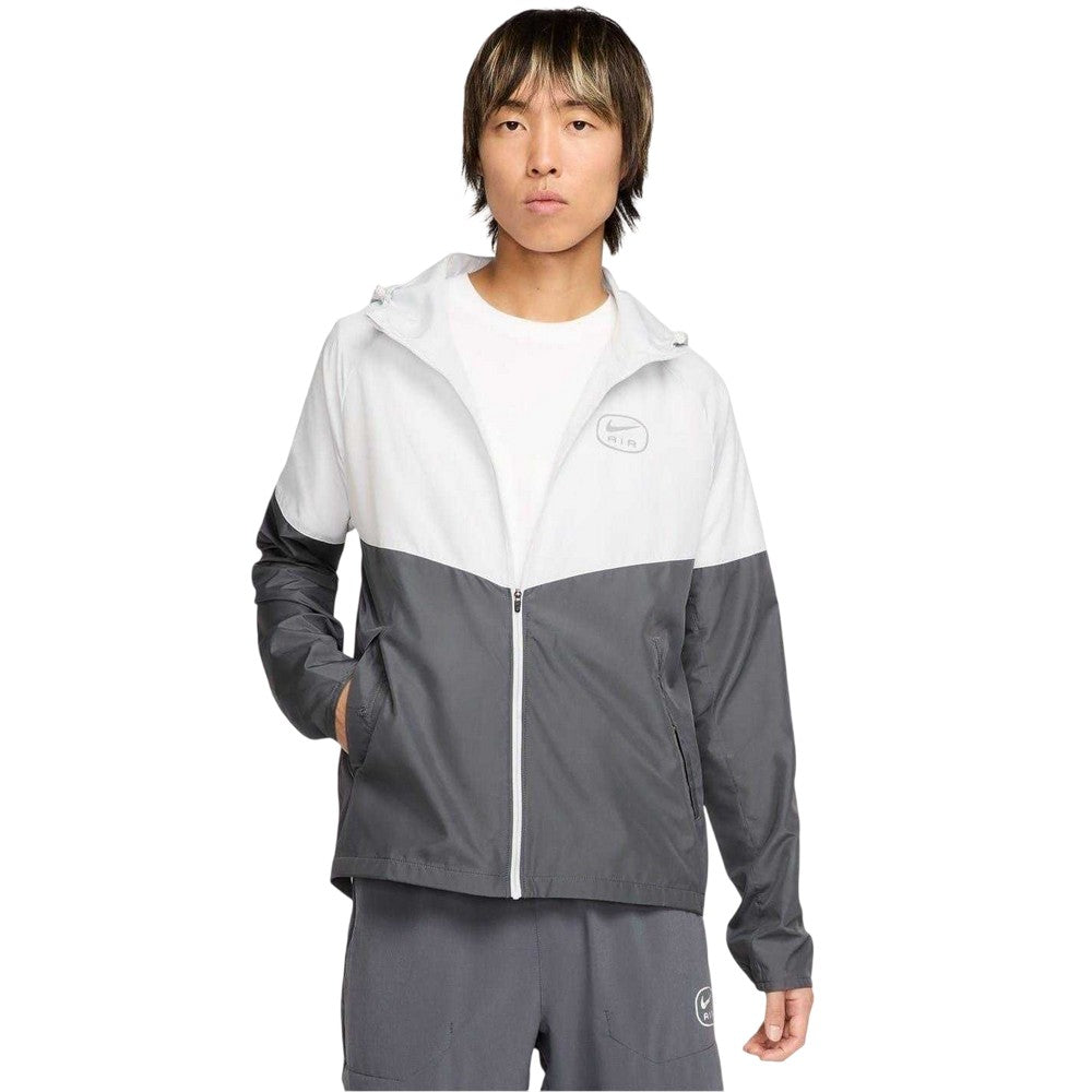Light Grey-Grey - Side - Nike Mens Air Run Colour Block Hooded Jacket