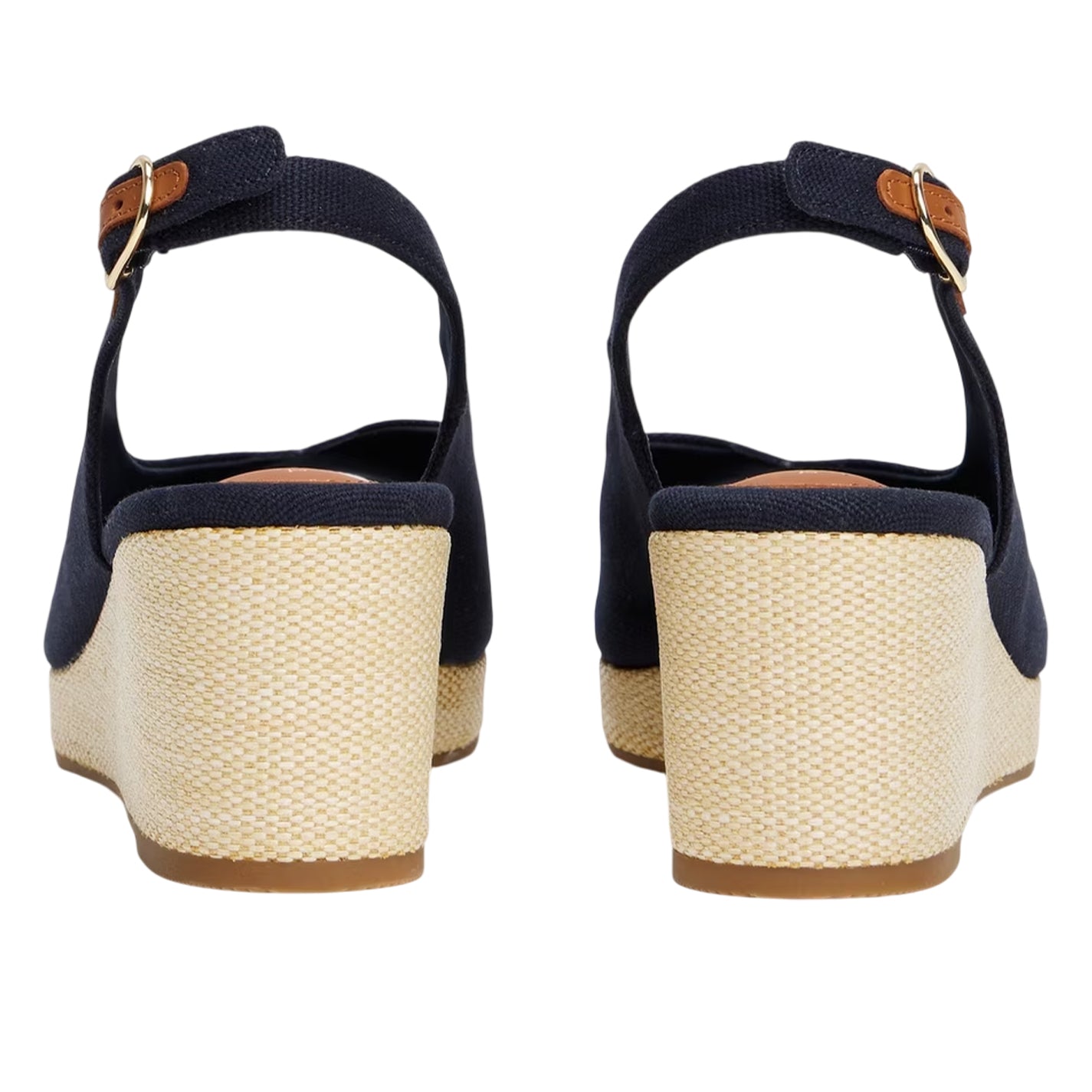 Space Blue - Back - Tommy Hilfiger Womens-Ladies Iconic Espadrille Cotton Wedge Sandals